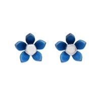 Ti2 Titanium Blue Flower Stud Earrings - 7mm - J1937