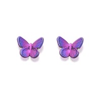 Ti2 Titanium Pink Butterfly Stud Earrings - 9mm - J1941