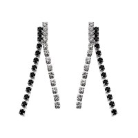 Diamante Black And White Drop Earrings - J5162
