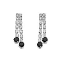 Two Row Diamante Drop Earrings - J5166