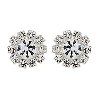 Diamante Flower Stud Earrings - 15mm - J5221