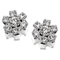Diamante Flower Stud Earrings - 9mm - J5223