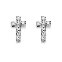Diamante Cross Stud Earrings - 11mm - J5260